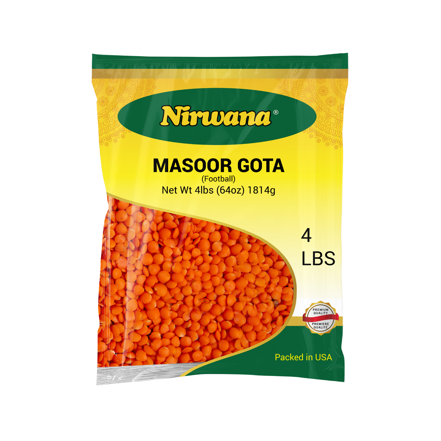 Nirwana Football Lentils (Masoor Gota) – 4 lbs Bag | Premium Whole Red Lentils for Curries & Soups