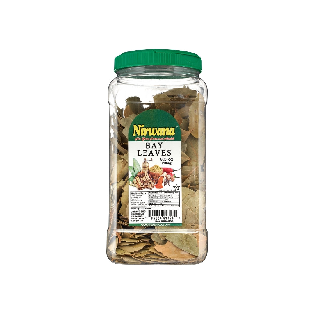 Nirwana Bay Leaves – 1lb XL Jar | Premium Whole Bay Leaves for Cooking & Seasoning