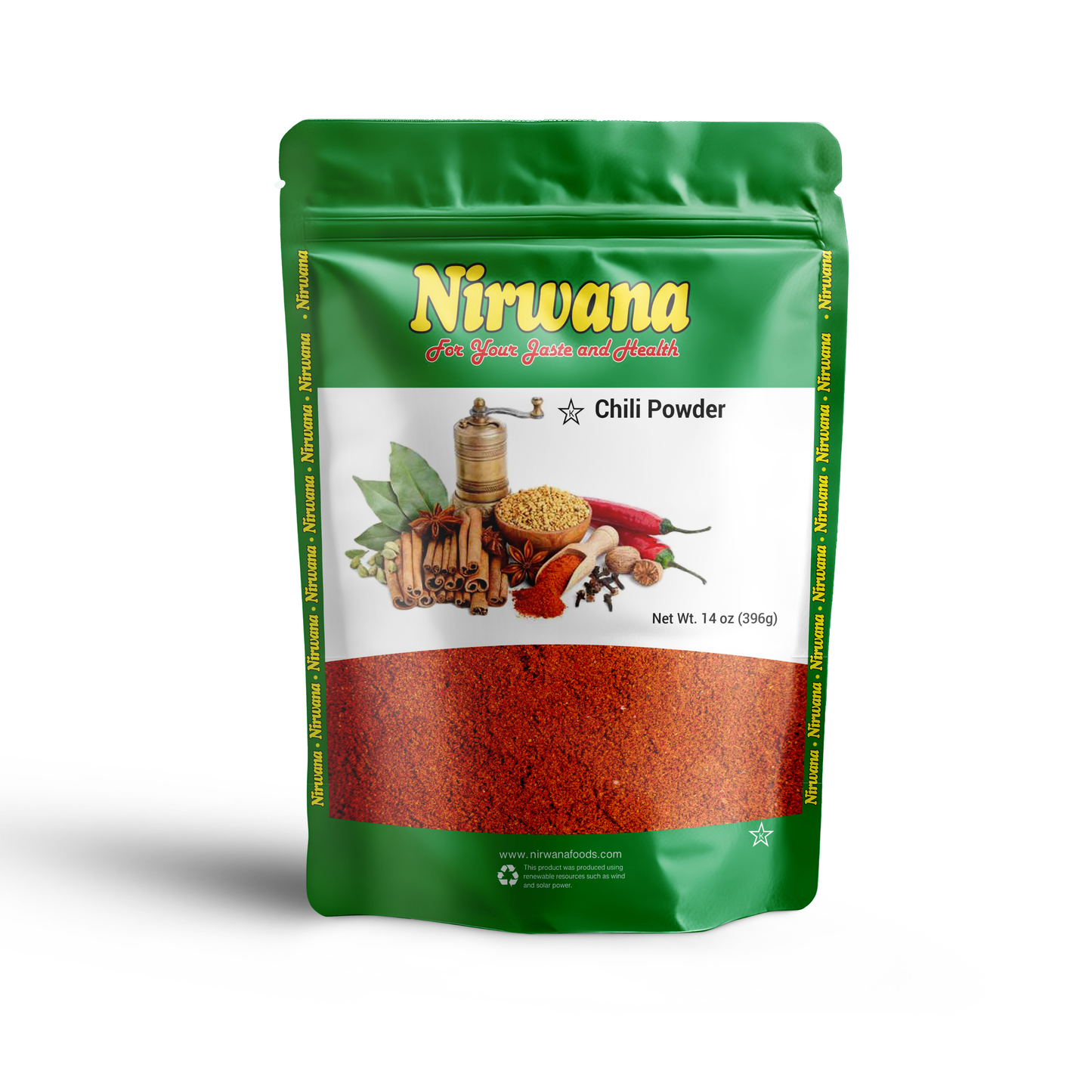 Nirwana Chili Powder 14 oz – Premium Hot & Flavorful Ground Chili, Ideal for Curries, Salsas, Sauces & Spice Blends, Resealable Stand-Up Pouch, All-Natural Gourmet Seasoning