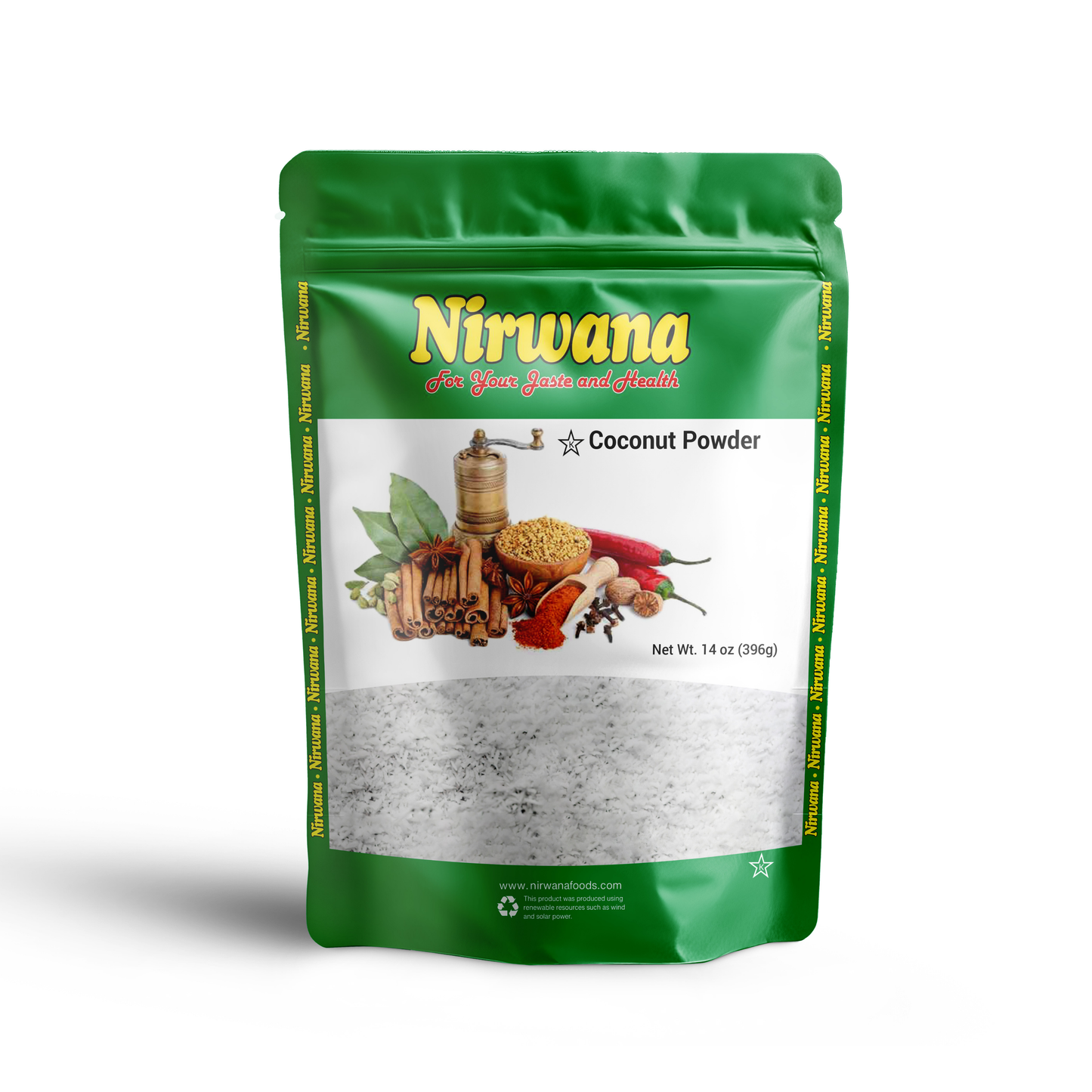 Nirwana Coconut Powder (EF) 14 oz – Premium Unsweetened Coconut Powder, Perfect for Baking, Smoothies, Desserts & Beverages, Resealable Stand-Up Pouch, All-Natural Gourmet Ingredient
