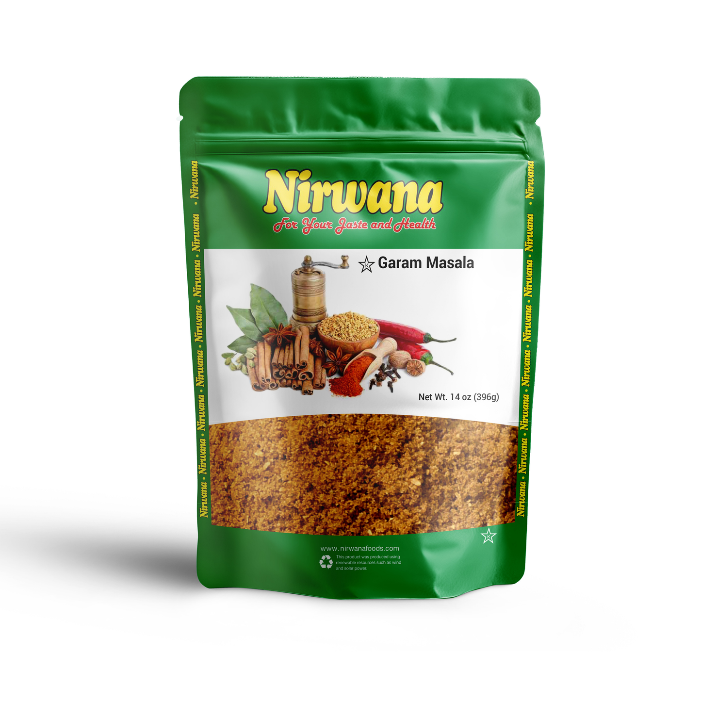 Nirwana Garam Masala 14 oz – Premium Authentic Indian Spice Blend, Perfect for Curries, Marinades, Sauces & Seasoning, Resealable Stand-Up Pouch, All-Natural Gourmet Seasoning
