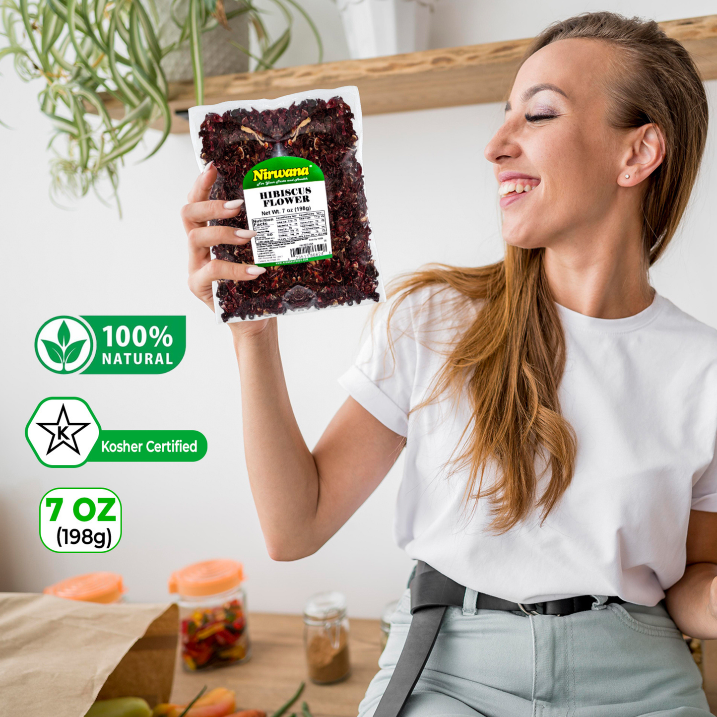 Nirwana Hibiscus Flowers – Flor de Jamaica 7oz Pouch | Premium, Dried Herbal Flowers