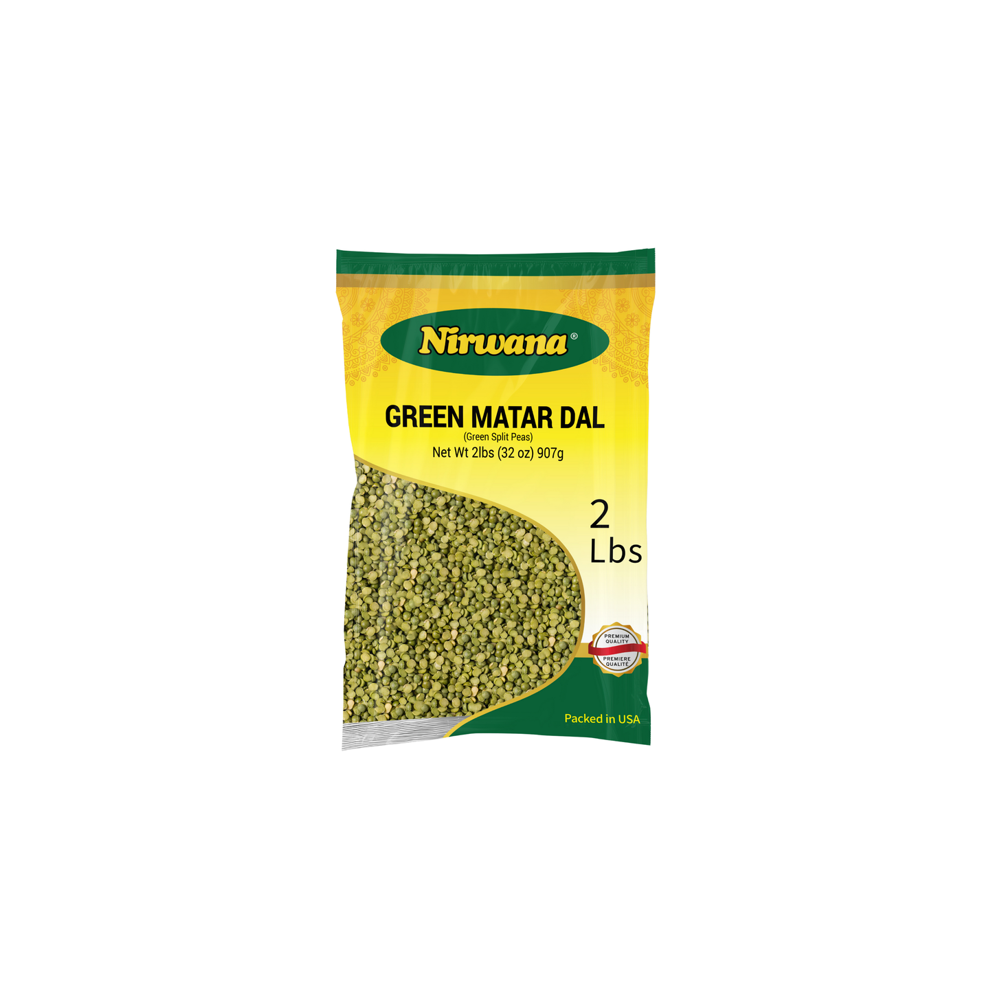 Nirwana Green Split Peas (Green Matar Dal) – 2 lbs Bag | Premium Split Lentils for Curries & Soups
