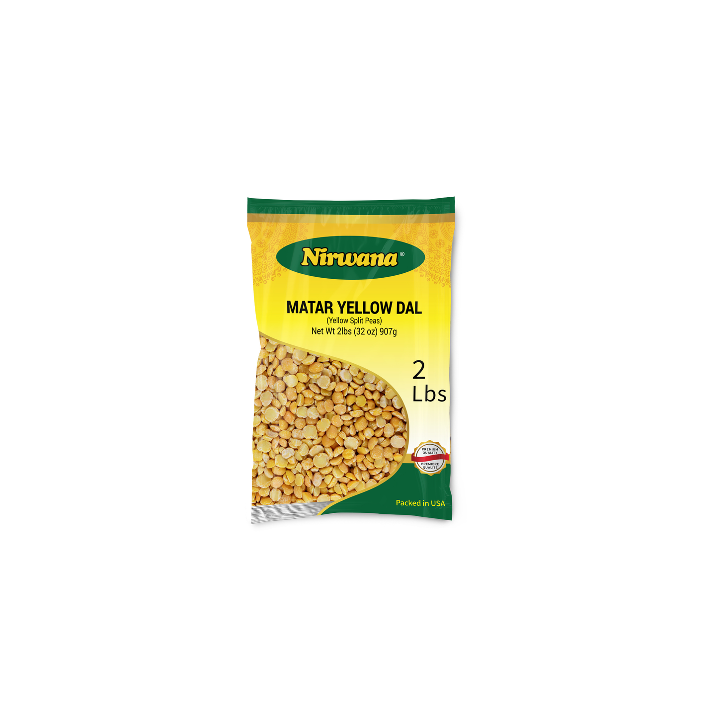 Nirwana Yellow Split Peas (Matar Yellow Dal) – 2 lbs Bag | Premium Split Lentils for Cooking & Soups