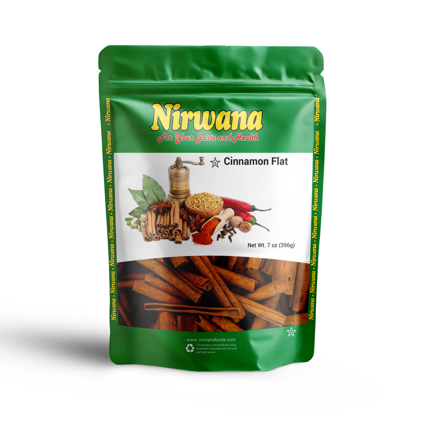 Nirwana Cinnamon Flat 7 oz – Premium Whole Cinnamon, Rich & Sweet Flavor, Ideal for Tea, Baking, Curries & Spice Blends, Resealable Stand-Up Pouch