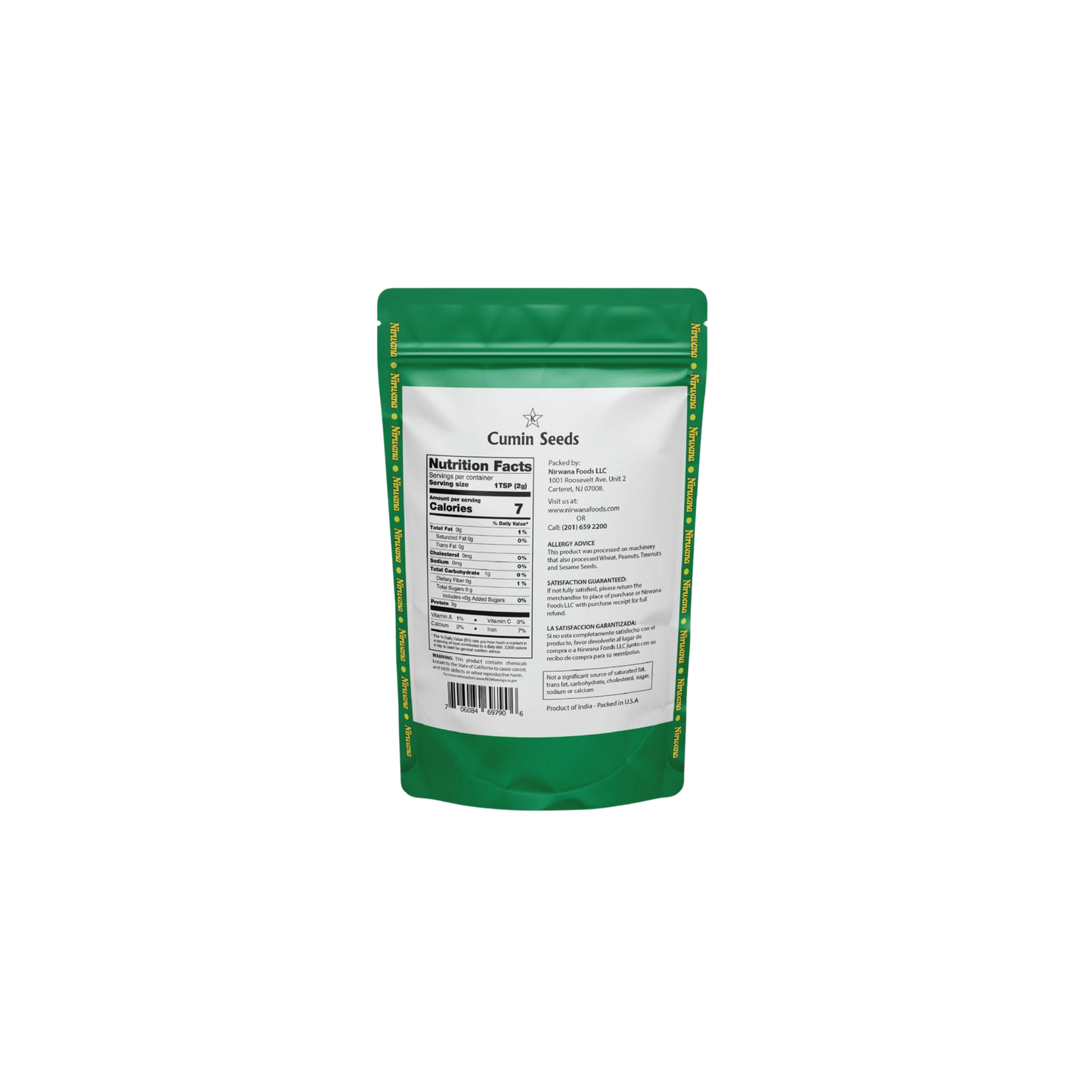 Nirwana Cumin Seeds 14 oz – Premium Whole Cumin, Warm & Earthy Flavor for Curries, Spice Blends, Roasted Dishes & Seasoning, Resealable Stand-Up Pouch