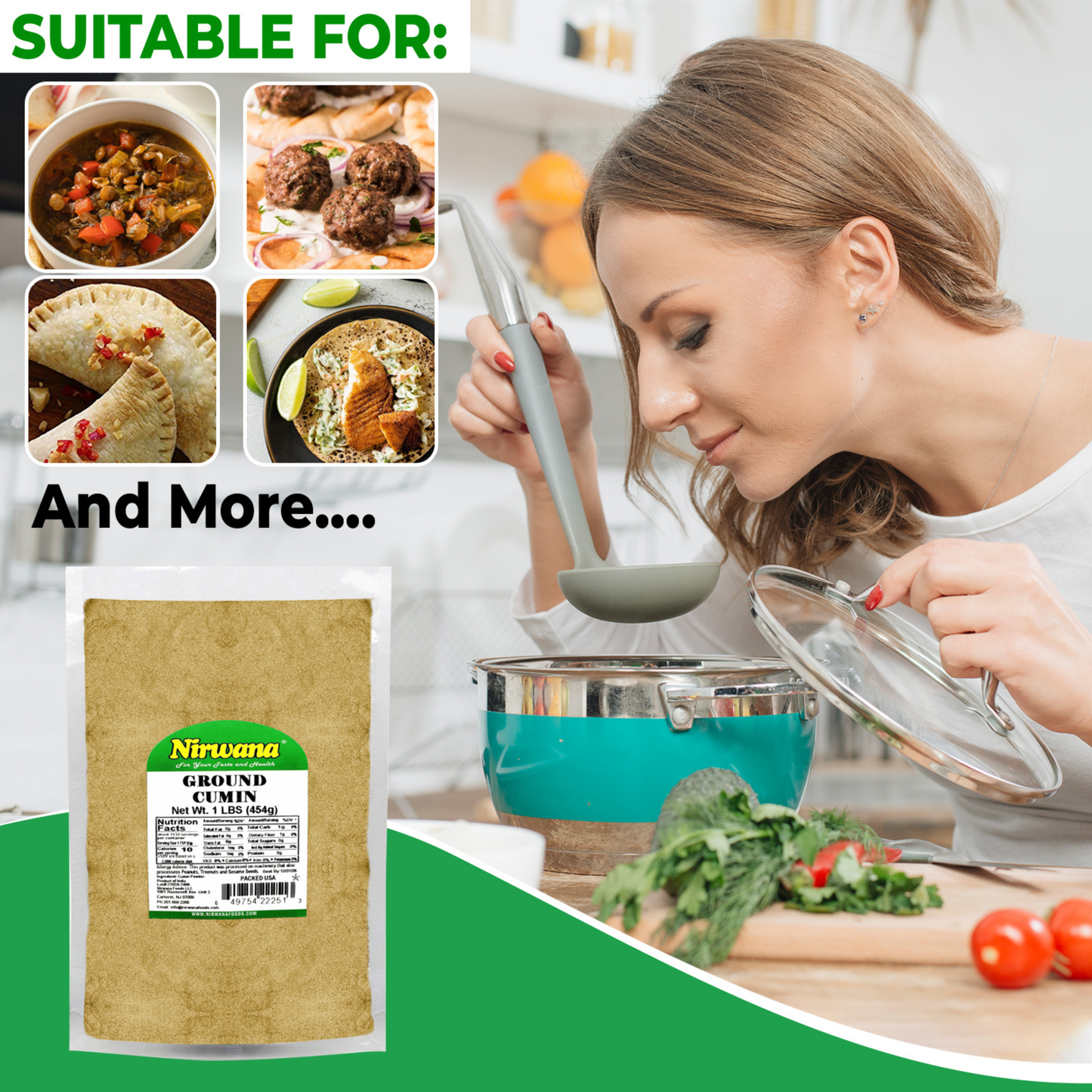 Nirwana Cumin Powder – 16oz / 1lb Pouch | Premium Ground Cumin for Cooking & Spice Blends