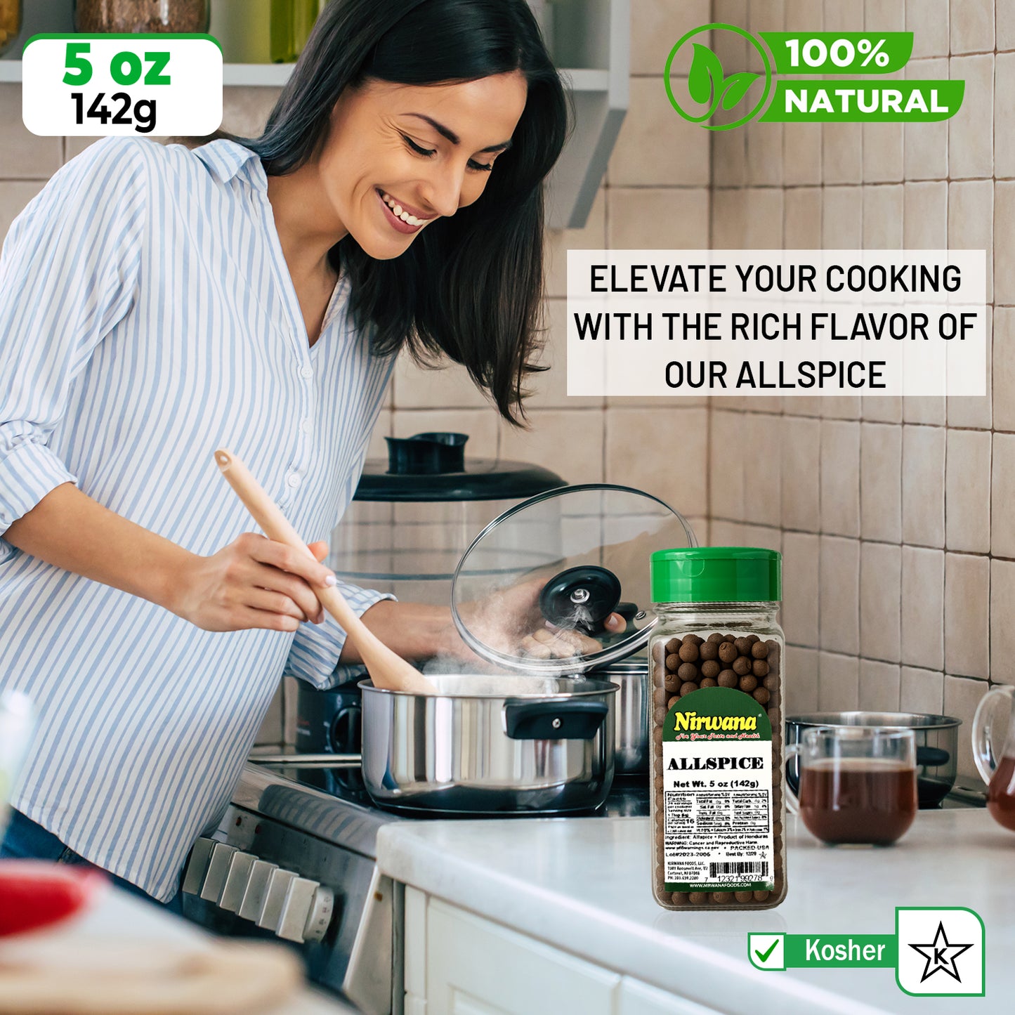 Nirwana Allspice – 5 oz Small Jar | Premium Ground Allspice for Baking, Cooking & Spice Blends