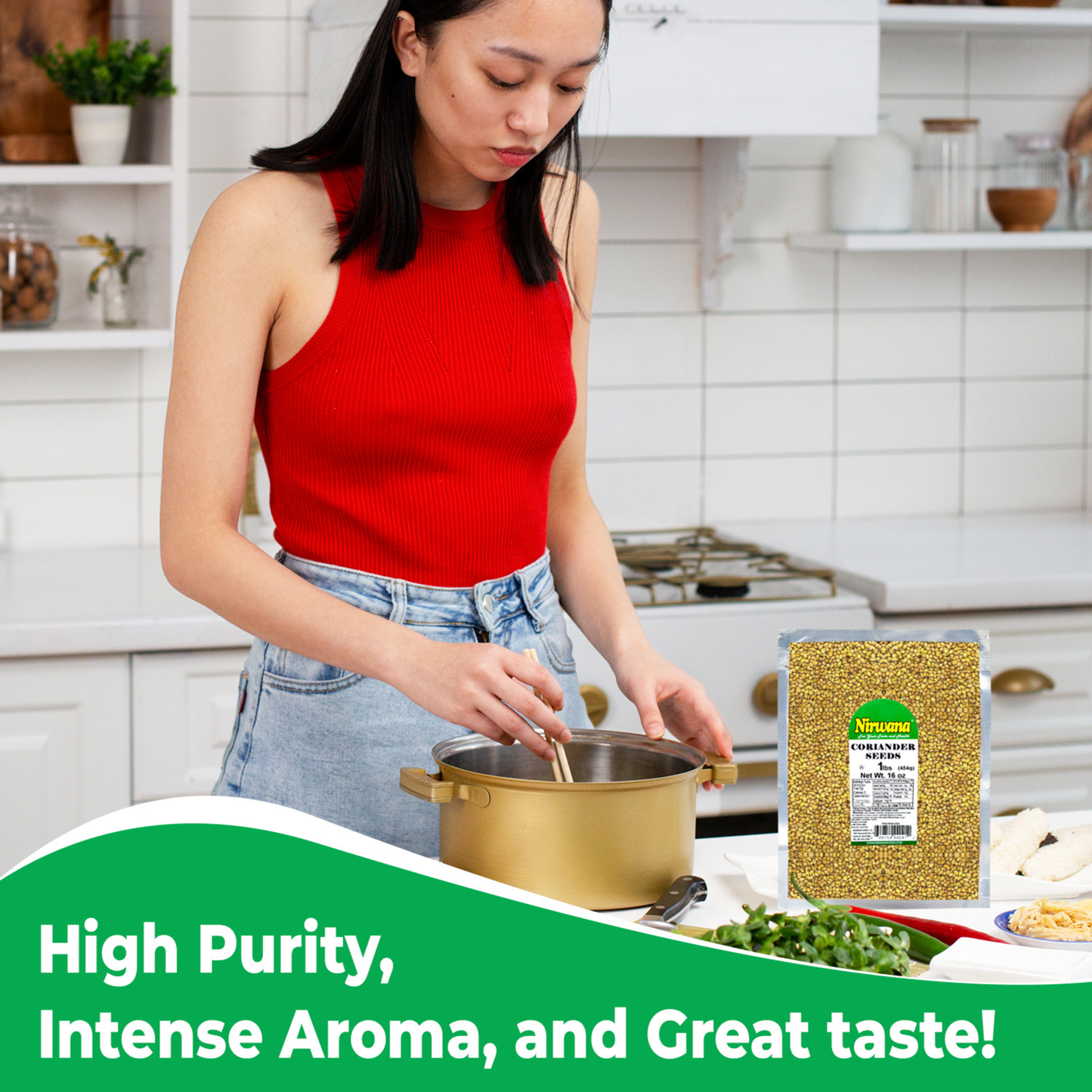 Nirwana Coriander Seeds – 16oz / 1lb Pouch | Premium Whole Coriander for Cooking & Spice Blends