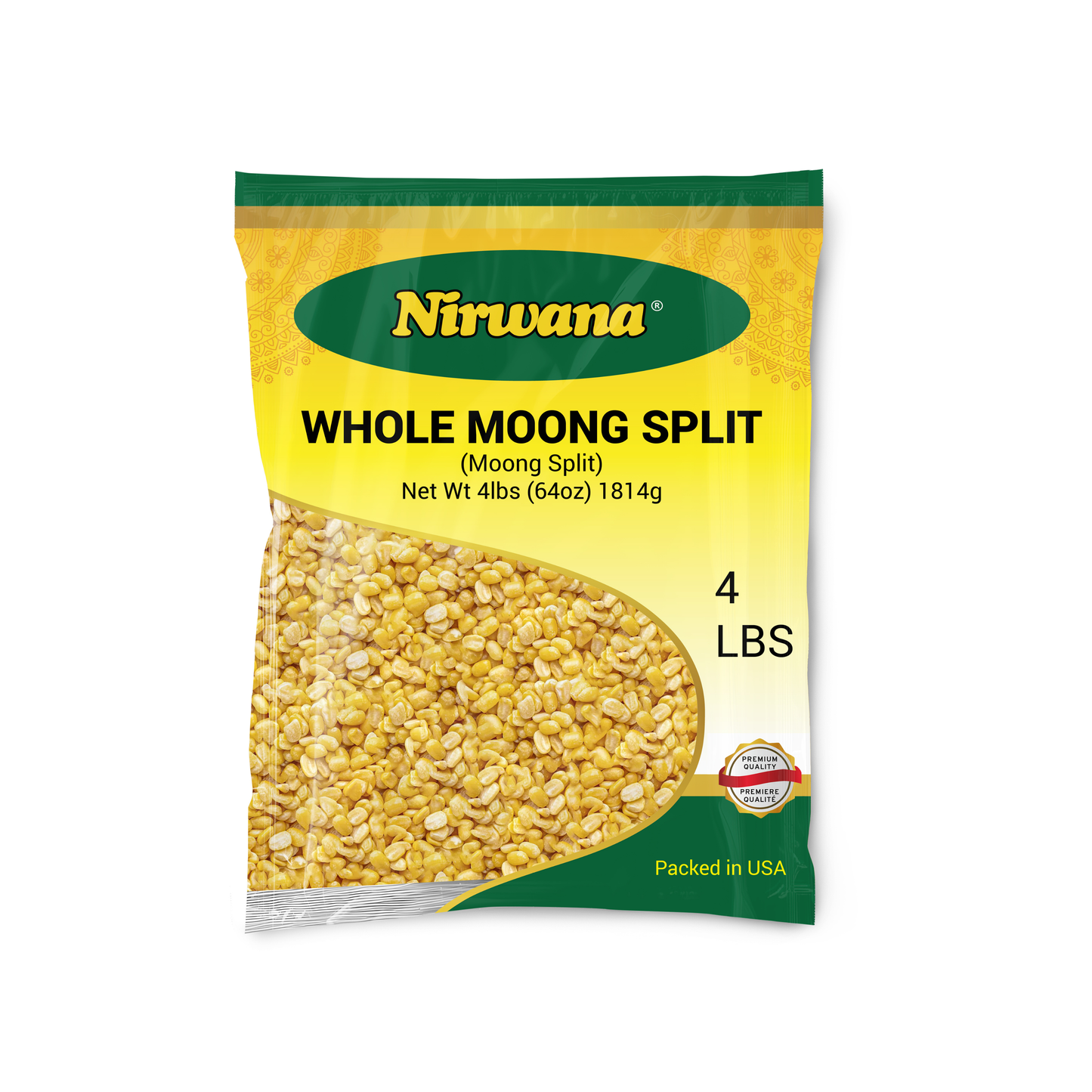 Nirwana Whole Moong Split (Moong Split) – 4 lbs Bag | Premium Split Green Lentils for Curries & Soups