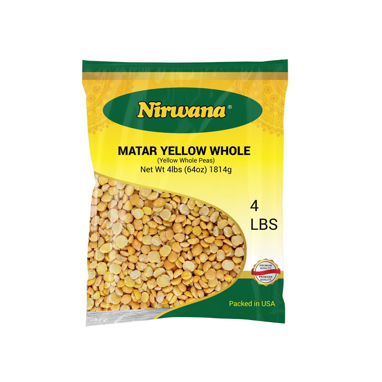 Nirwana Yellow Pea Whole (Matar Yellow Whole) – 4 lbs Bag | Premium Whole Lentils for Curries & Soups