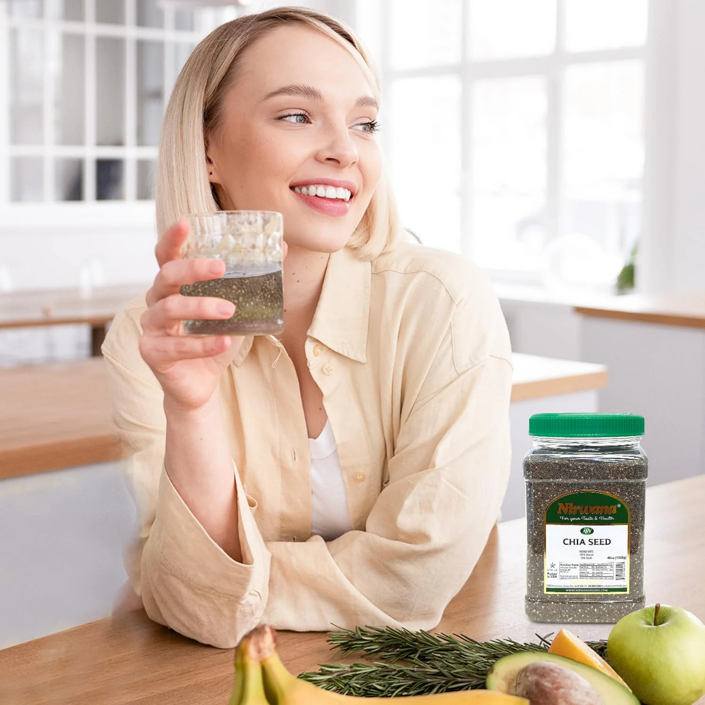 Nirwana Chia Seeds – Superfood Powerhouse (48 oz Large Jar) | High-Protein & Nutrient-Rich