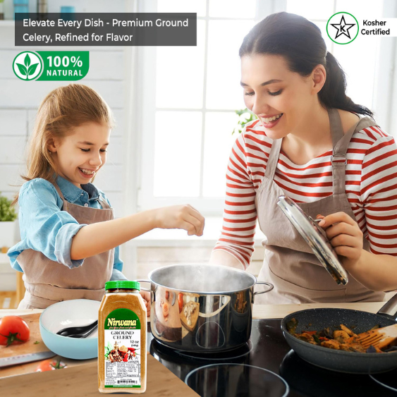 Nirwana Ground Celery – 12oz Medium Jar | Premium Aromatic Spice for Cooking & Seasoning