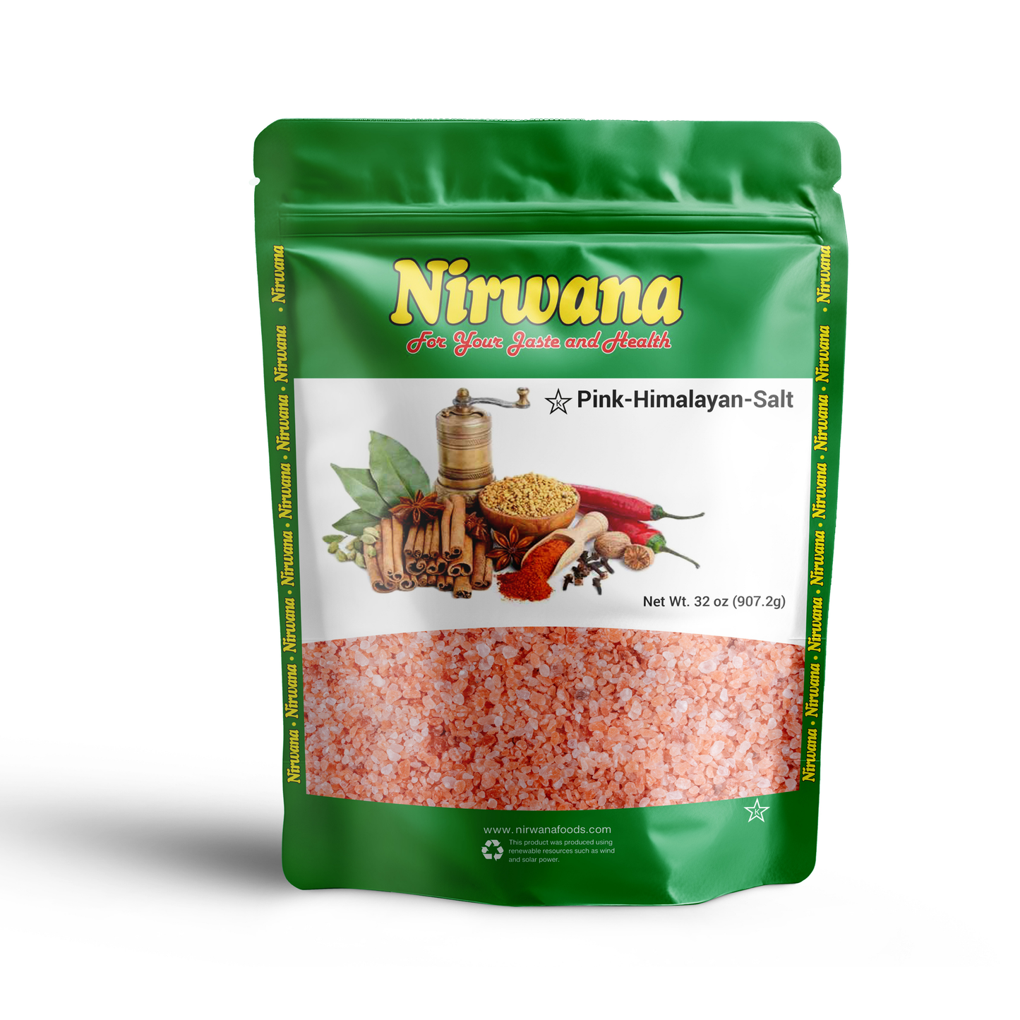 Nirwana Himalayan Salt Fine 2 lb (32 oz / 907 g) – Premium All-Natural Mineral Salt, Pure & Fine Texture for Cooking, Seasoning & Finishing Dishes, Resealable Stand-Up Pouch