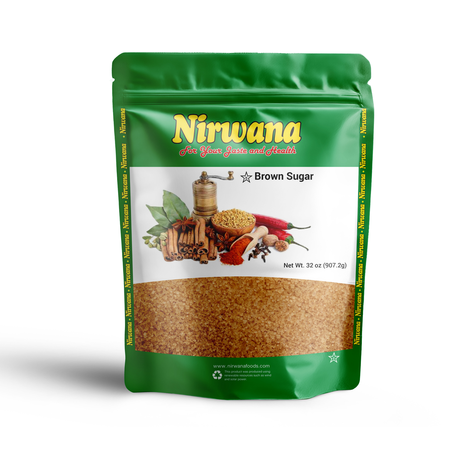 Nirwana Brown Sugar 32 oz (2 lbs / 907 g) – Premium Natural Brown Sugar, Rich & Sweet Flavor for Baking, Cooking & Beverages, Resealable Stand-Up Pouch