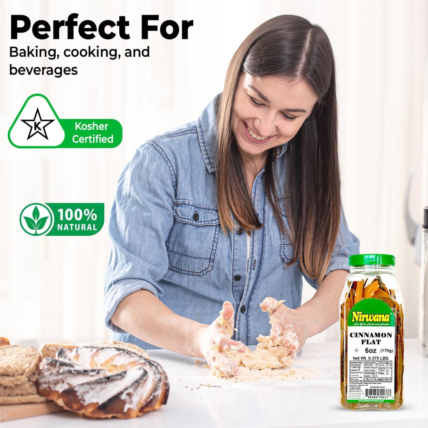 Nirwana Cinnamon Flat – 6oz Medium Jar | Premium Whole Cinnamon for Cooking & Spice Blends