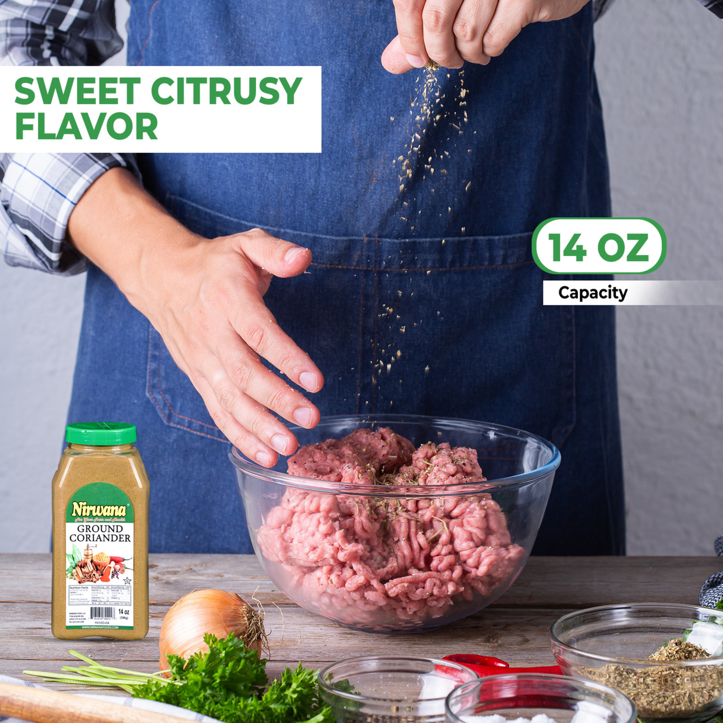 Nirwana Coriander Powder – 14oz Medium Jar | Premium Ground Coriander for Cooking & Spice Blends