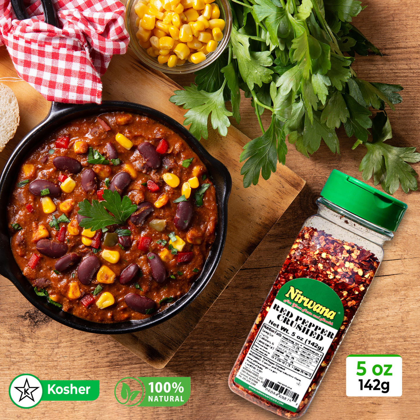 Nirwana Crushed Red Pepper – 5oz Small Jar | Premium Crushed Chili for Cooking & Spice Blends