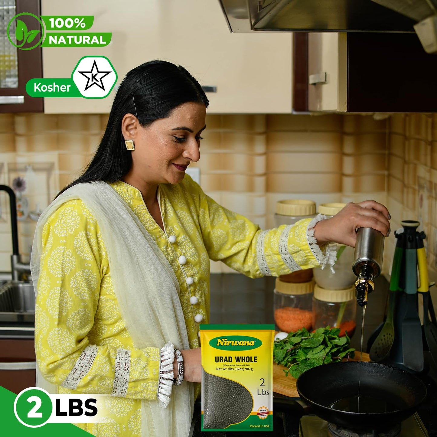 Nirwana Black Matpe Beans (Urad Whole) – 2 lbs Bag | Whole Urad Beans for Curries, Dal & Everyday Cooking