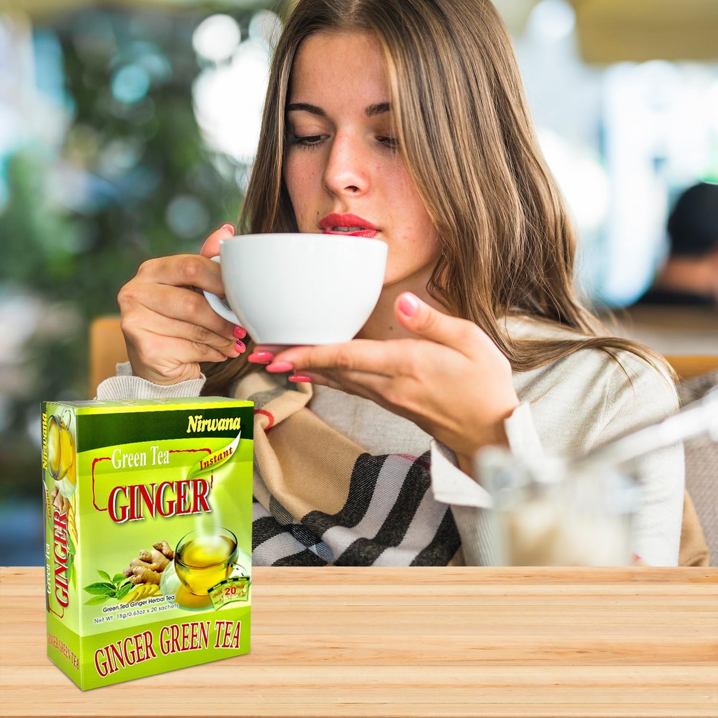 Nirwana Green Ginger Tea – 20 Instant Tea Sachets | Herbal Immune-Boosting Drink
