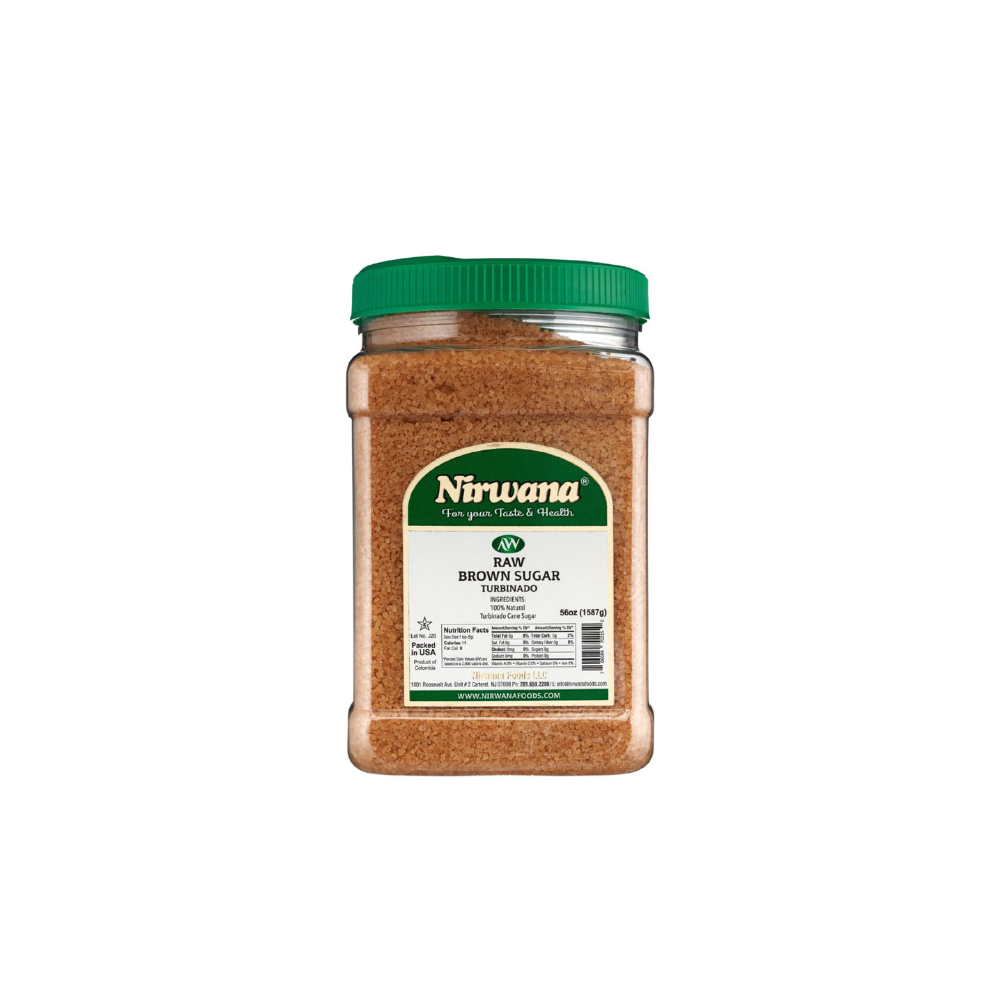 Nirwana Raw Brown Sugar – 56oz Large Jar | All-Natural, Unrefined Sweetener