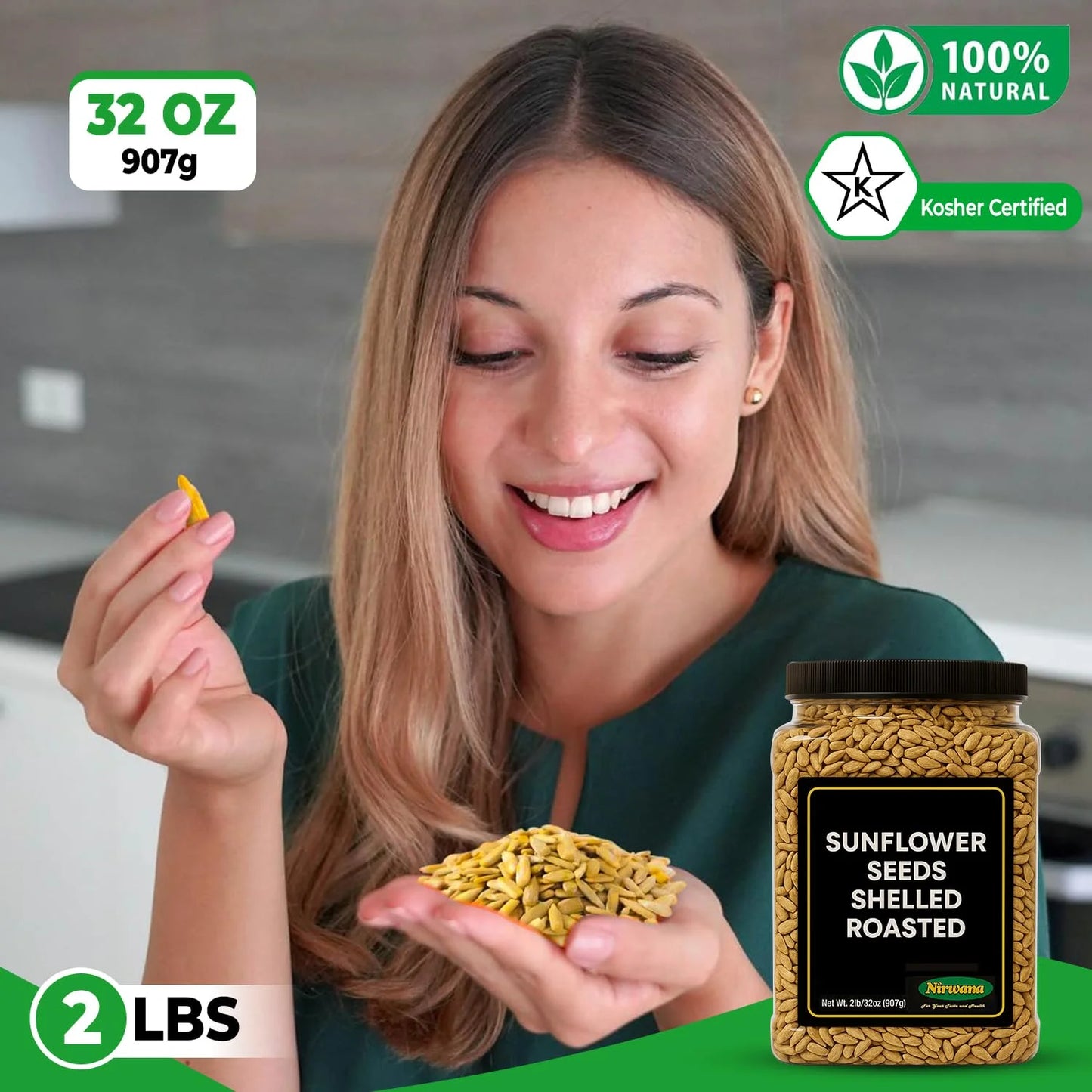 Nirwana Sunflower Seeds – Shelled, Roasted & Salted Premium Snack (Large Jar)