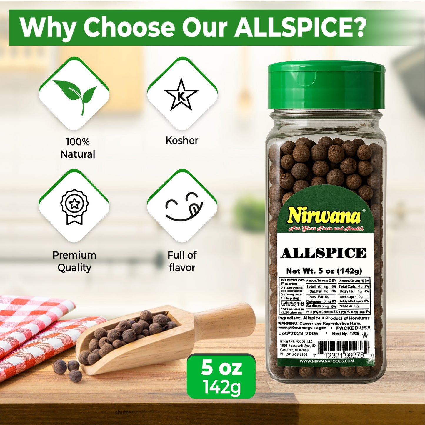 Nirwana Allspice – 5 oz Small Jar | Premium Ground Allspice for Baking, Cooking & Spice Blends