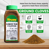 Nirwana Ground Cloves – 17oz Medium Jar | Luang • Clavo | Premium Aromatic Ground Cloves for Cooking, Baking & Spice Blends