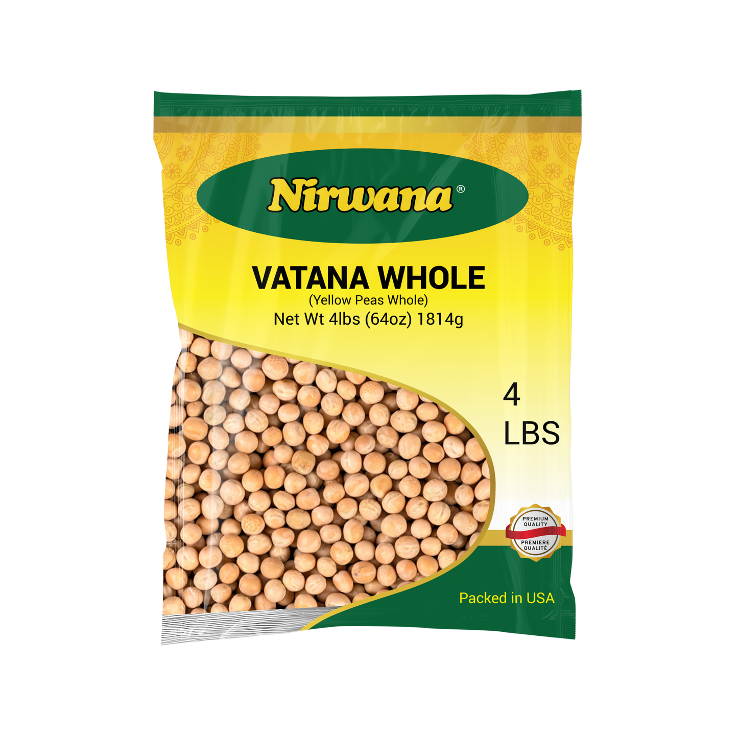 Nirwana Green Peas Whole (Whole Vatana) – 4 lbs Bag | Premium Whole Lentils for Curries & Soups