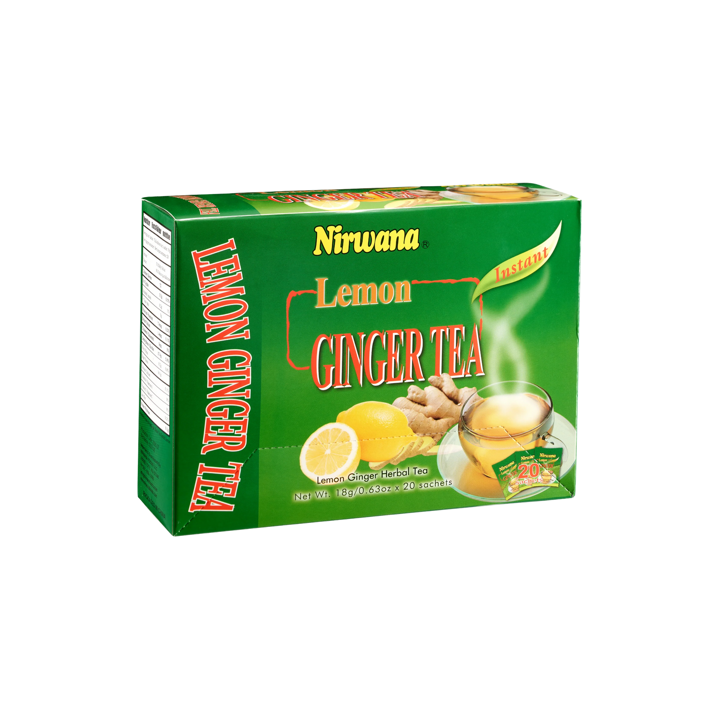 Nirwana Lemon Ginger Tea – Instant Tea Blend (10 & 20 Sachets) | Herbal Immunity Drink