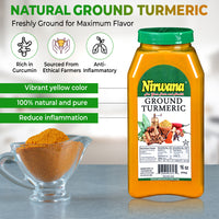 Nirwana Ground Turmeric – 16oz Medium Jar | Premium Aromatic Spice for Cooking & Spice Blends