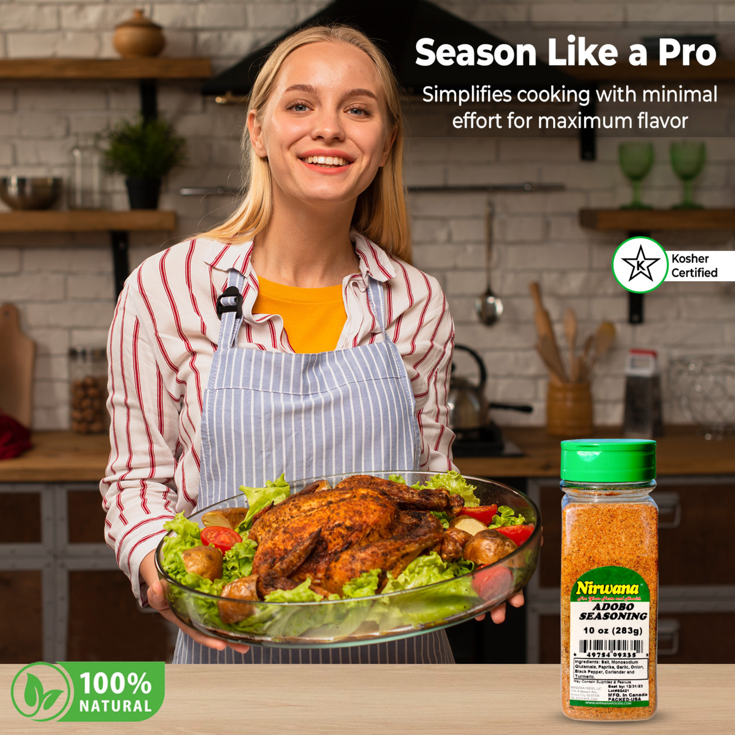 Nirwana Adobo Seasoning – 10 oz Small Jar | Authentic Flavorful All-Purpose Spice