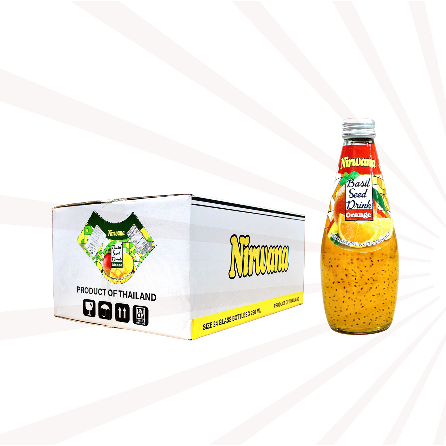 Nirwana Basil Seed Drinks – (By Case, 6 Flavors)