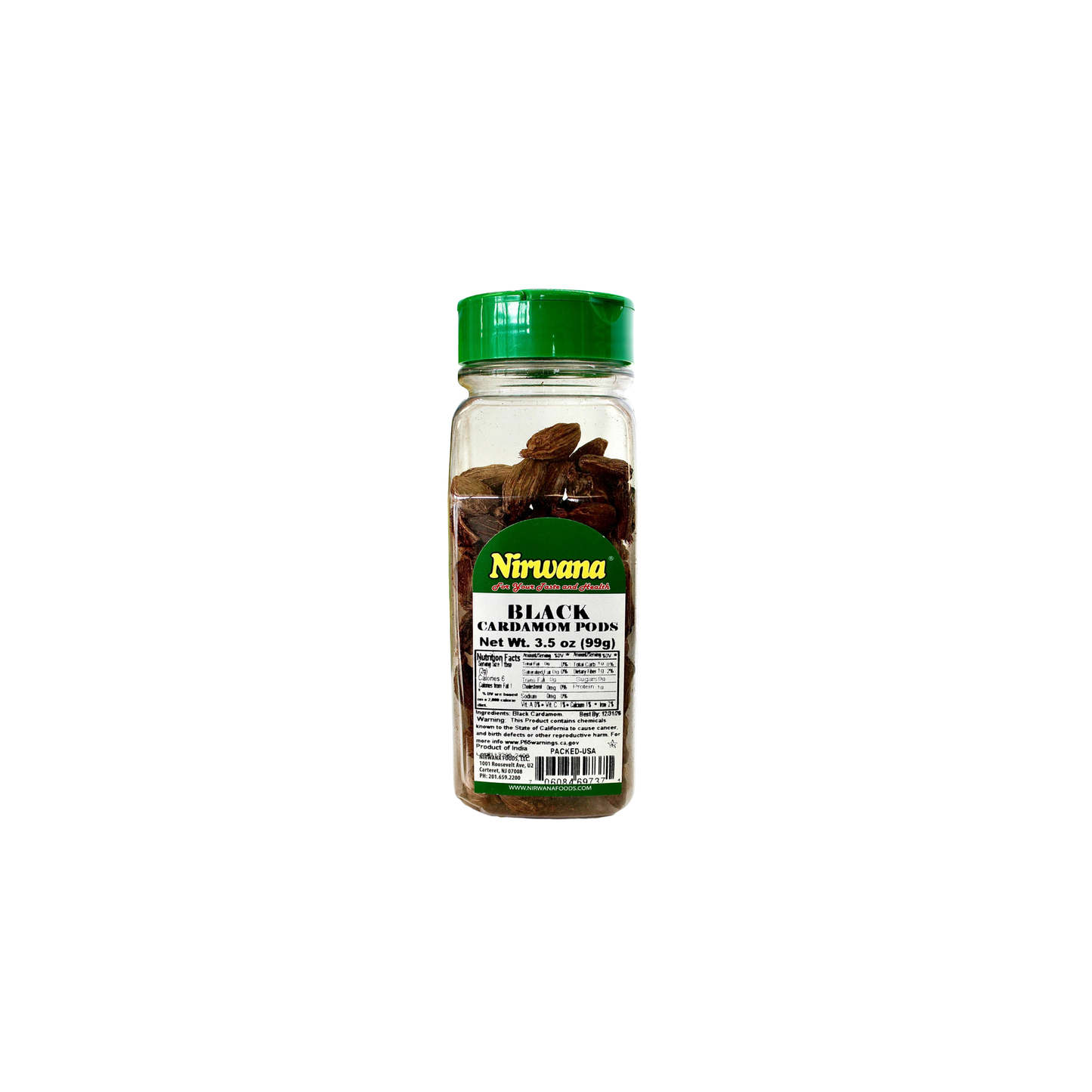 Nirwana Black Cardamom – 3.5 oz Small Jar | Premium Whole Cardamom Pods for Cooking & Spice Blends