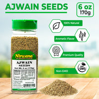 Nirwana Ajwain Seeds – 6oz Small Jar | Premium Whole Ajwain for Cooking & Spice Blends