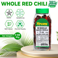 Nirwana Whole Red Chili – 3 oz (85 g) Medium Jar | Premium Whole Chili for Cooking & Spice Blends