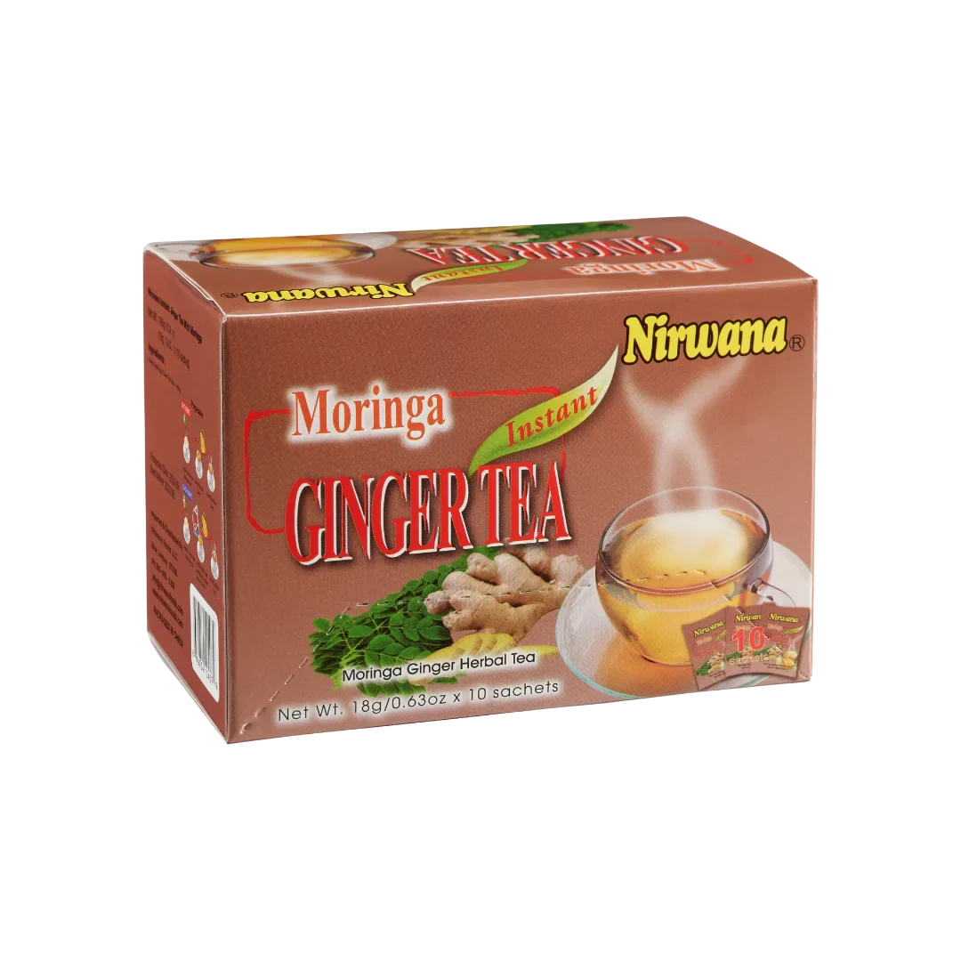 Nirwana Moringa Ginger Tea – Instant Herbal Tea Blend (10 & 20 Sachets) – Herbal Blend with Spices & Botanicals – Refreshing Loose Leaf & Tea Bags for Daily Wellness