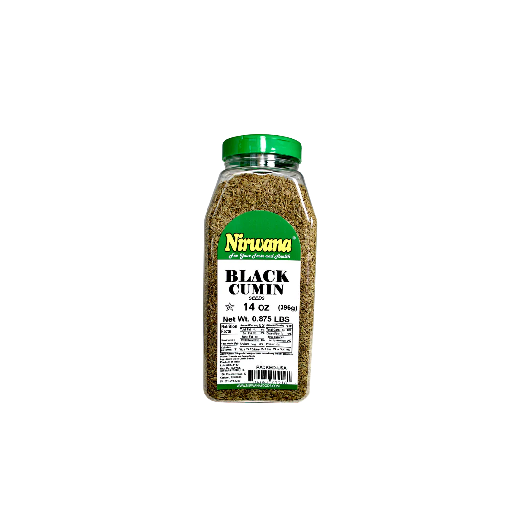Nirwana Black Cumin Seeds – 14oz Medium Jar | Premium Whole Nigella Seeds for Cooking & Spice Blends