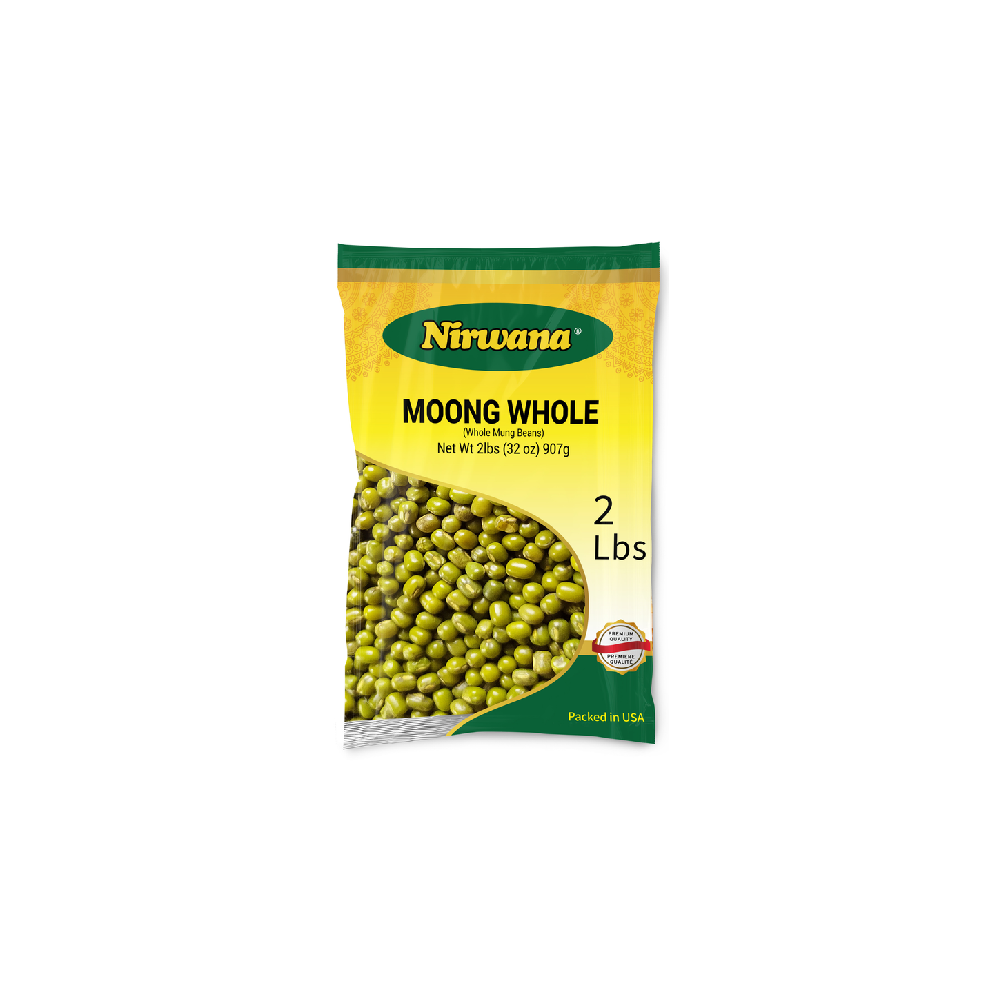 Nirwana Whole Moong Beans (Moong Whole) – 2 lbs Bag | Protein-Rich Green Lentils for Curries & Soups