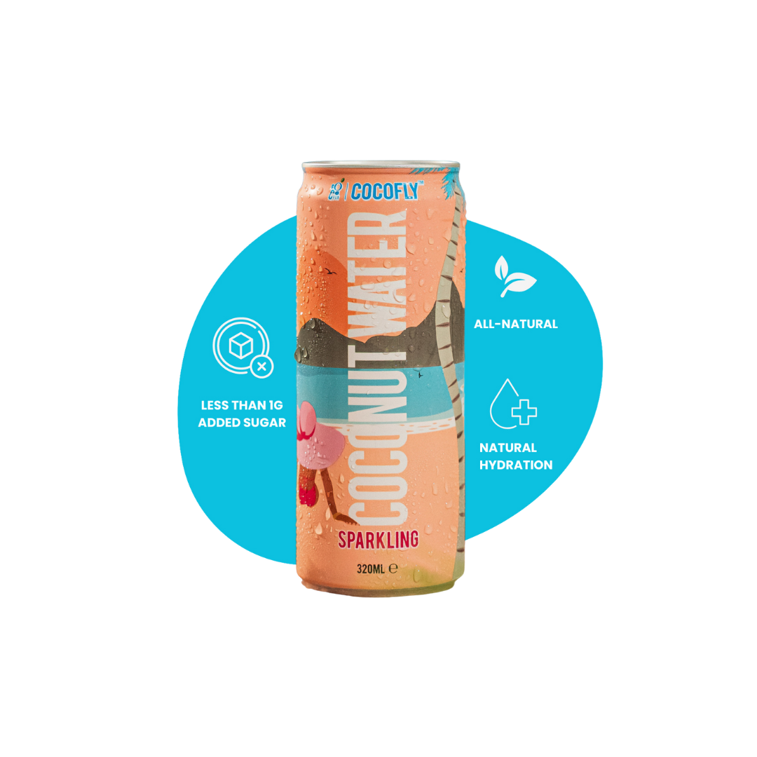 Cocofly Sparkling Coconut Water – 12 fl oz Can / 24-Pack Case