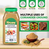 Nirwana Ground Coriander – 14oz Medium Jar | Premium Aromatic Spice for Cooking & Spice Blends