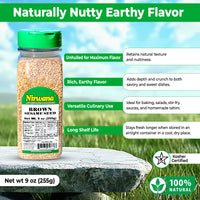 Nirwana Brown Sesame Seeds – 9oz Small Jar | Premium Whole Sesame Seeds for Cooking & Baking