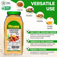 Nirwana Ground Ginger – 16oz Medium Jar | Premium Aromatic Spice for Cooking & Spice Blends