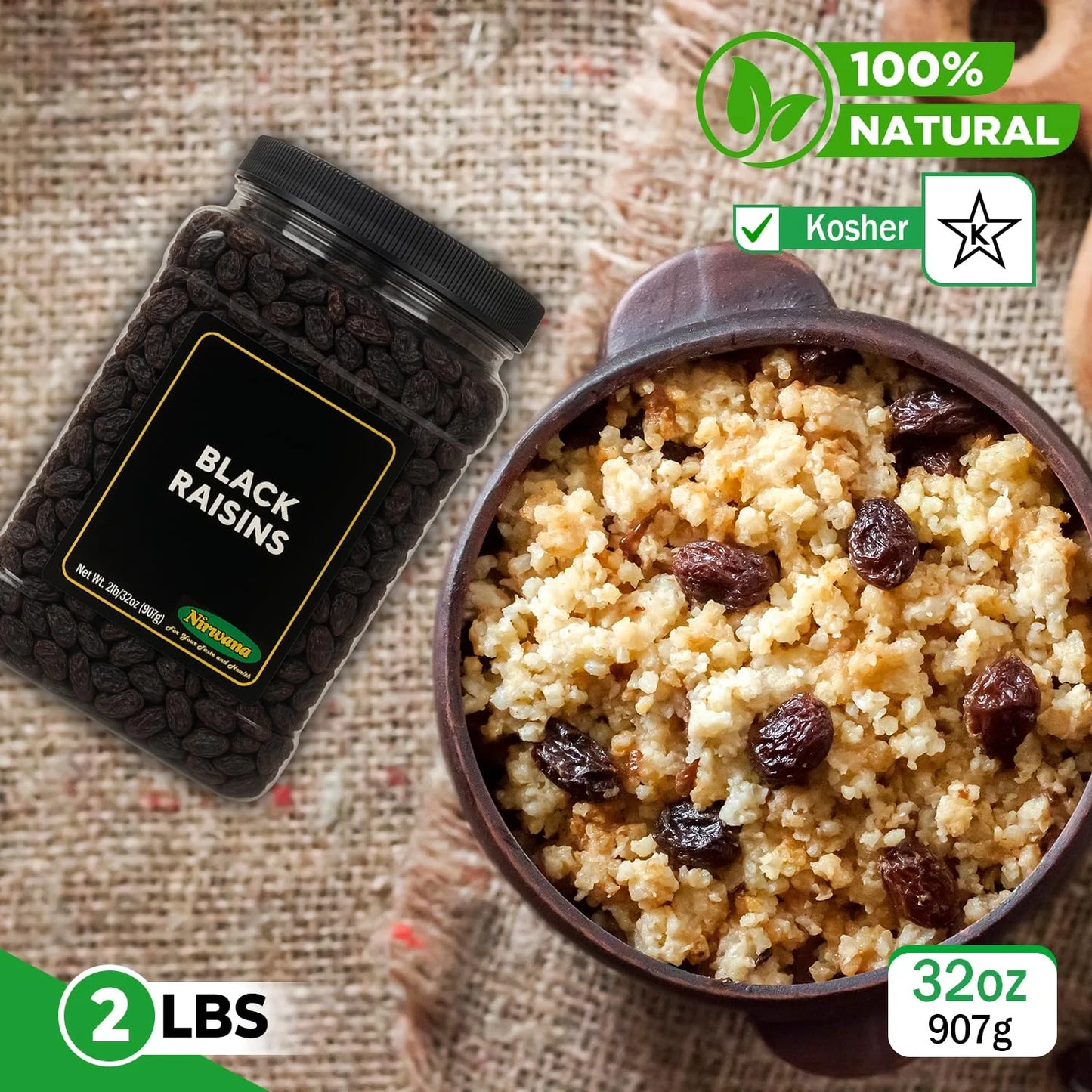 Nirwana Black Raisins – Premium Quality (Large Jar)