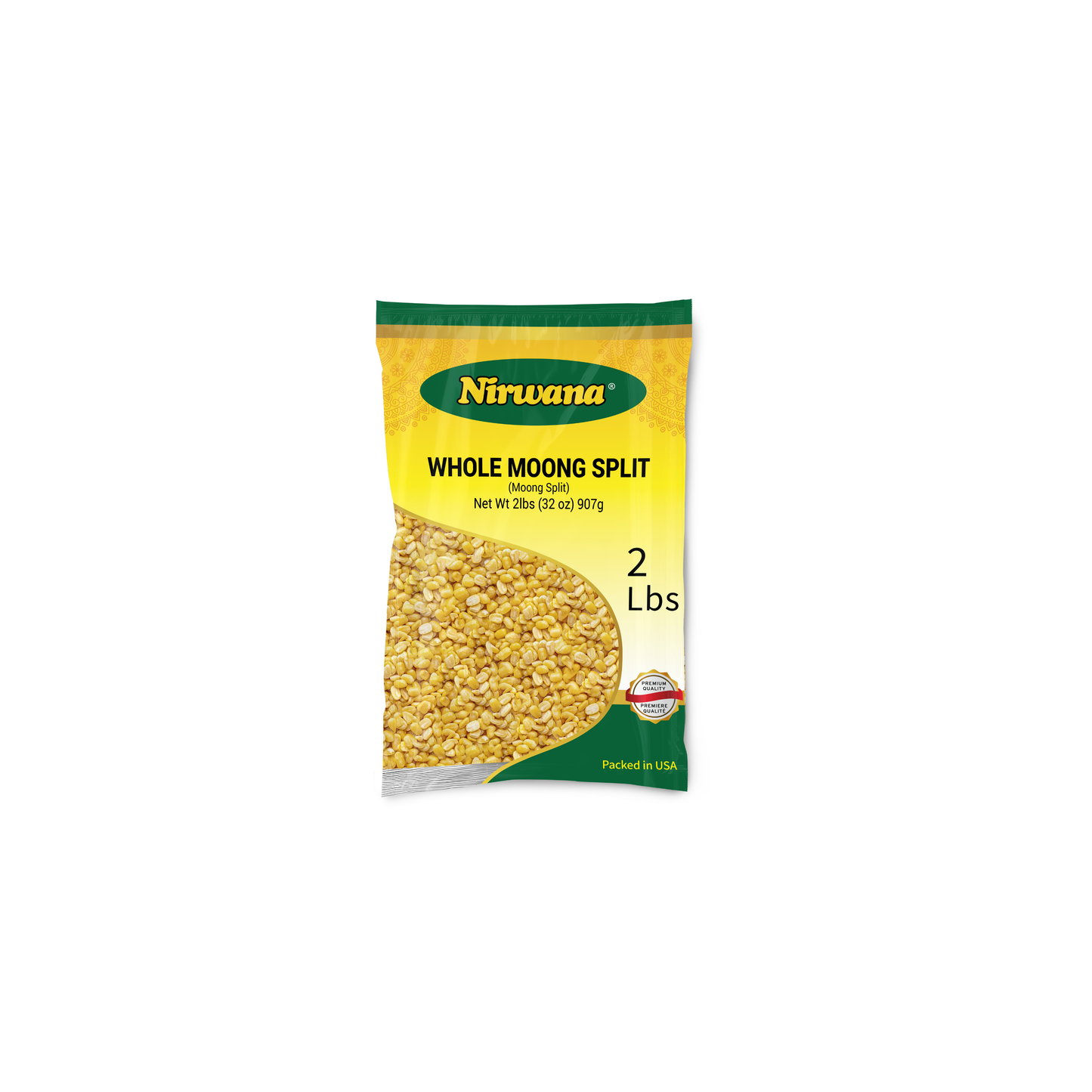 Nirwana Whole Moong Split (Moong Split) – 2 lbs Bag | Premium Split Green Lentils for Curries & Soups