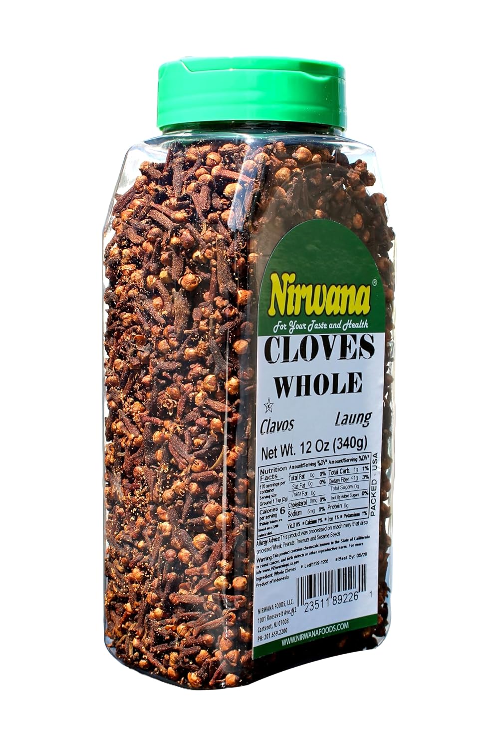 Nirwana Asian Indian Spice – Whole Cloves (Clavo • Luang) 12 oz Medium Jar | Ideal for Chai, Curries & Baking