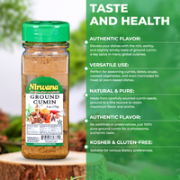 Nirwana Ground Cumin – 6oz Small Jar | Fresh, Aromatic Jeera Powder for Cooking & Seasoning