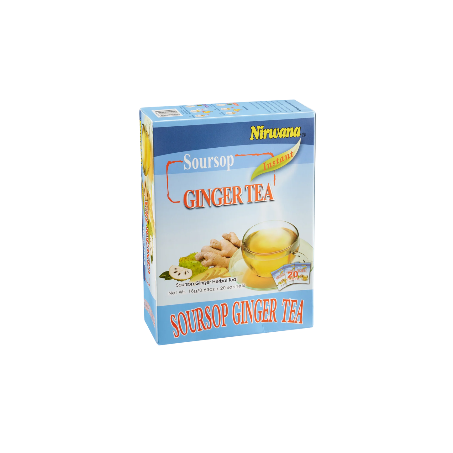 Nirwana Soursop Ginger Tea – 20 Sachets | Instant Herbal Tea for Wellness