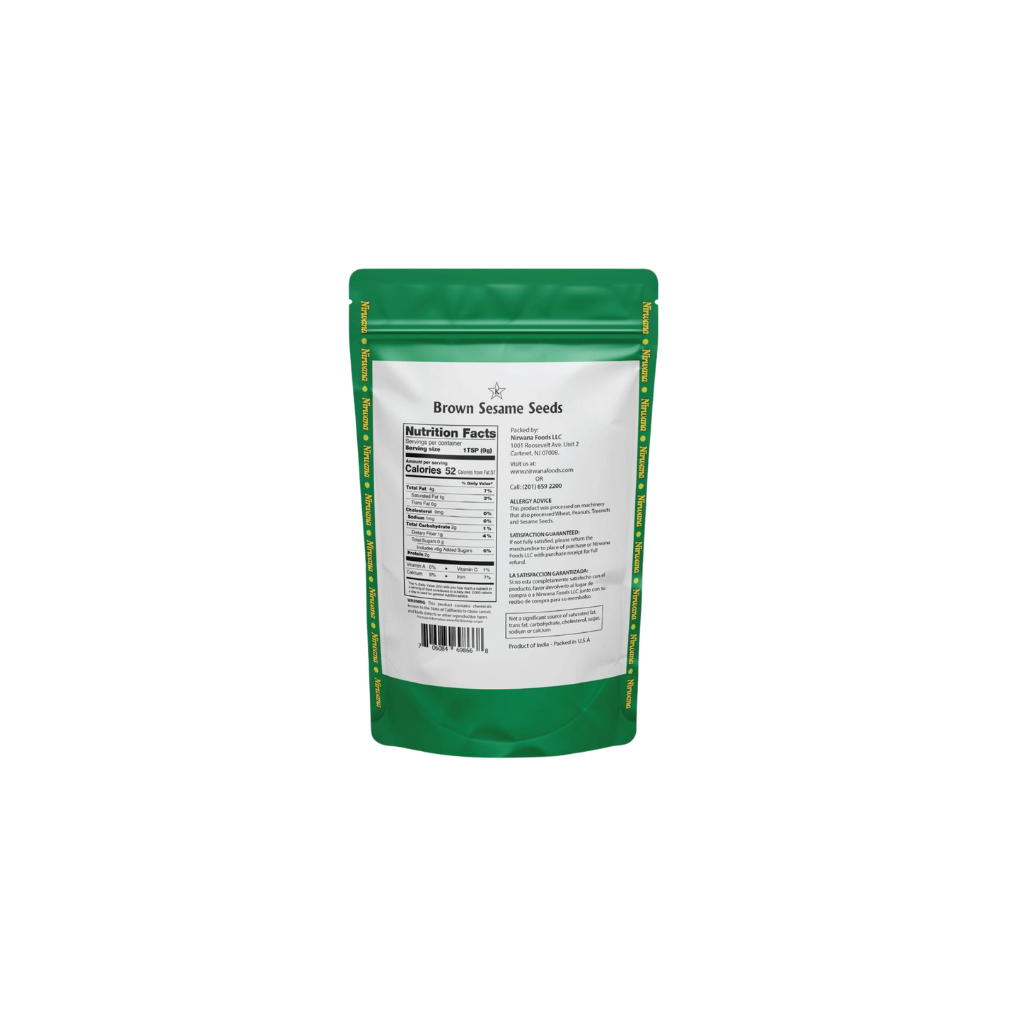 Nirwana Chia Seed 14 oz – Premium Superfood Seeds, Rich in Omega-3 & Fiber, Perfect for Smoothies, Baking & Healthy Snacks, Resealable Stand-Up Pouch