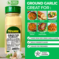 Nirwana Ground Garlic – 8oz Small Jar | Premium Ground Garlic for Cooking & Spice Blends